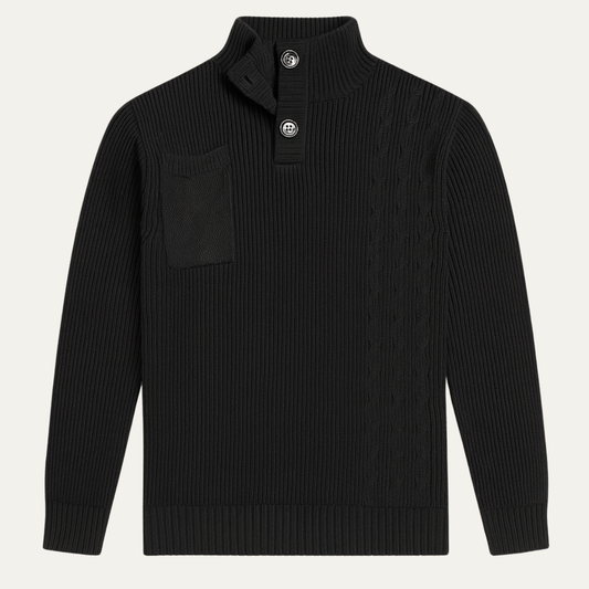 Classic Men's Crew Neck Knit Sweater with Pocket - OutfitLondon