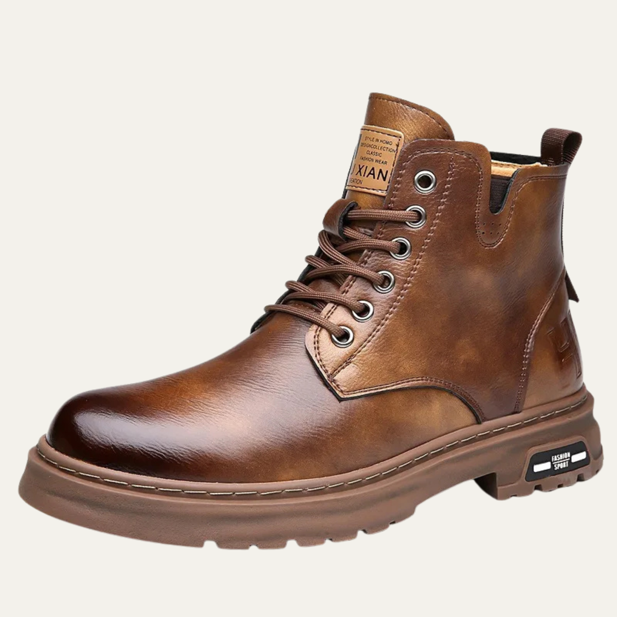 Stylish Men's Brown Leather Ankle Boots