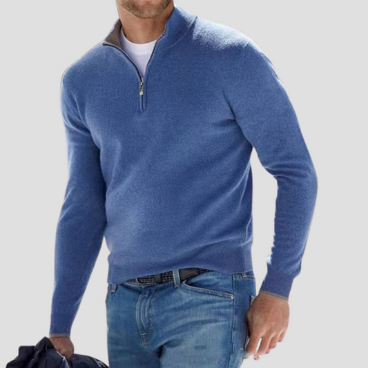 Men's Traditional Quarter Zip Pullover Sweater - OutfitLondon