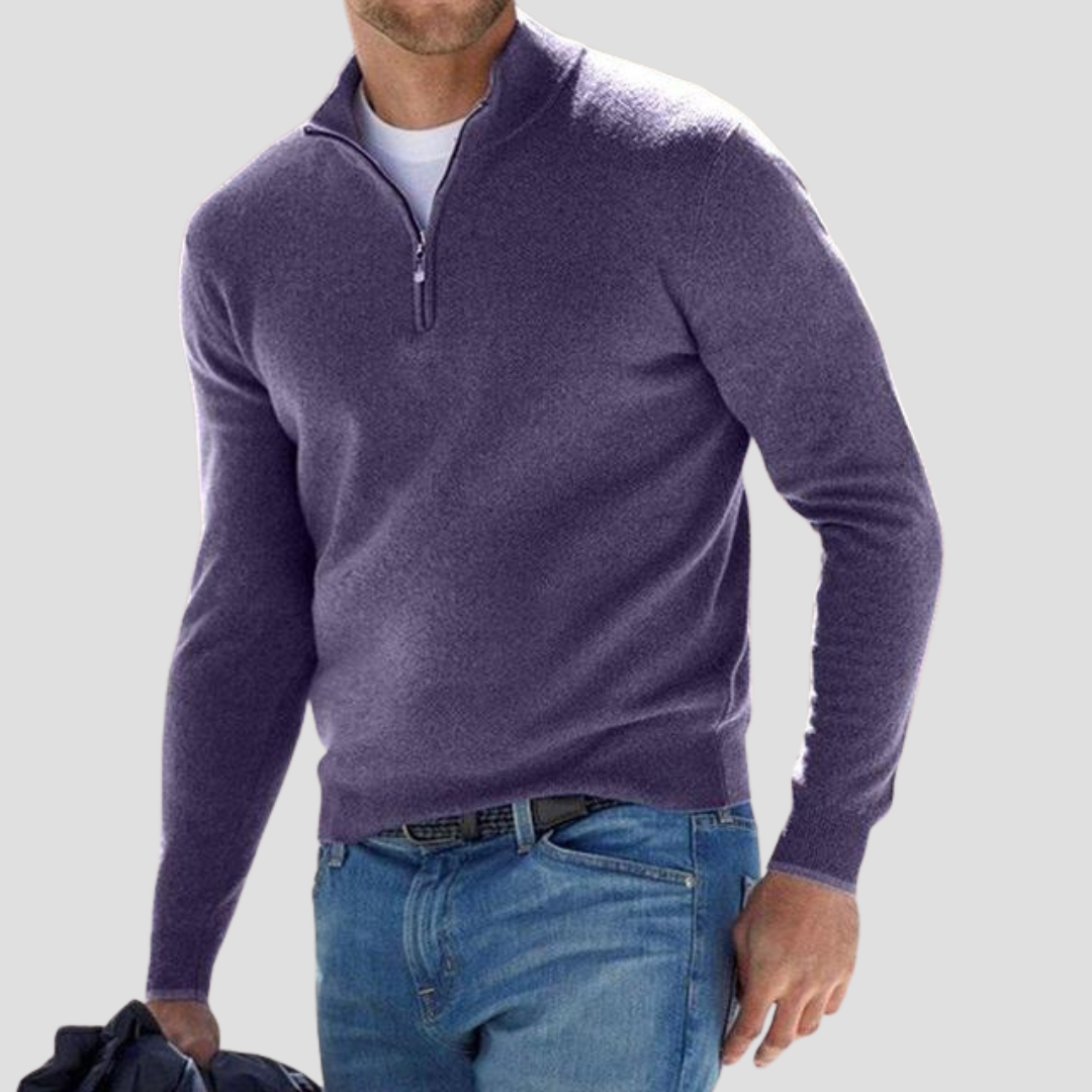 Men's Traditional Quarter Zip Pullover Sweater