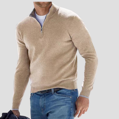Men's Traditional Quarter Zip Pullover Sweater