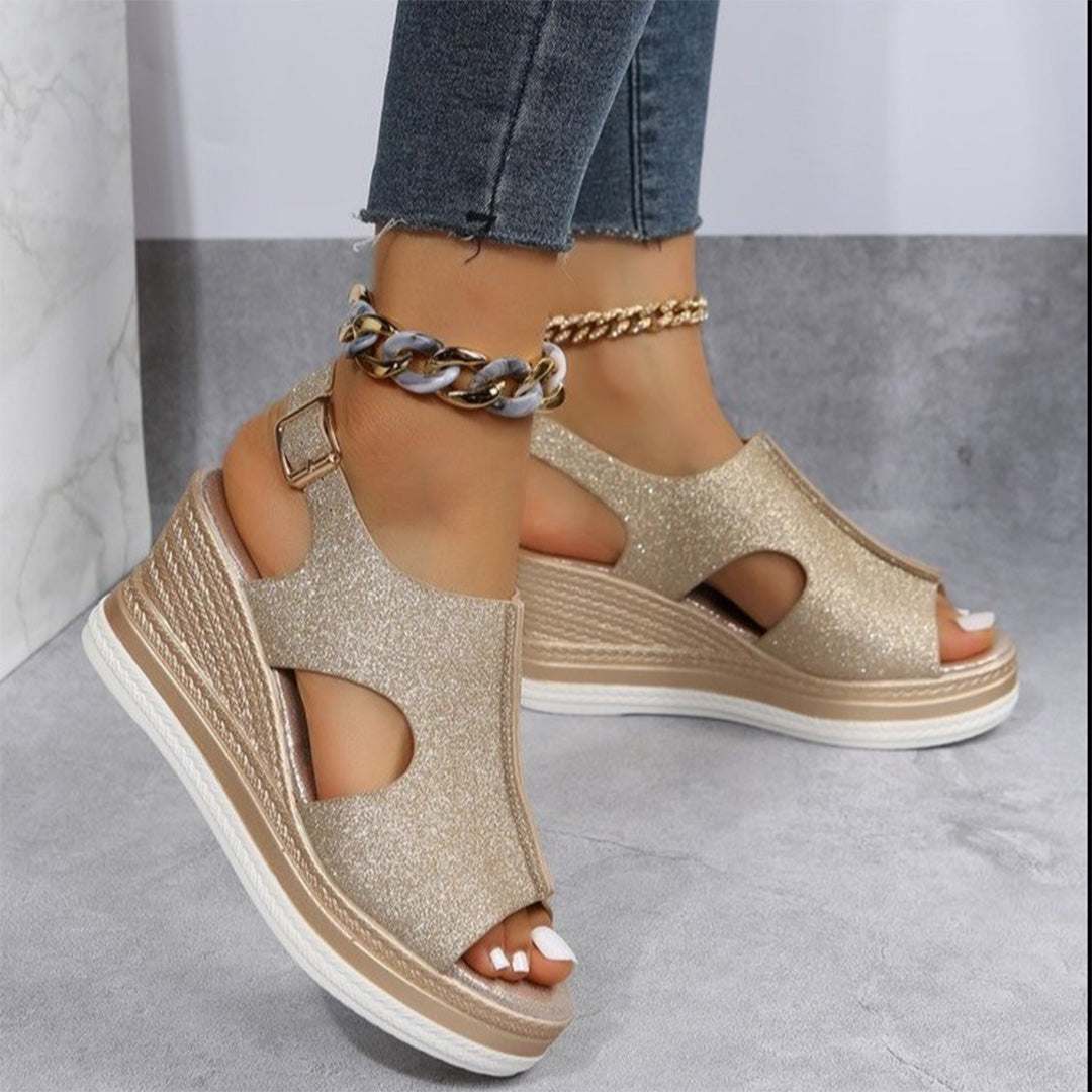 Comfortable Slip On Wedge Sandals - OutfitLondon