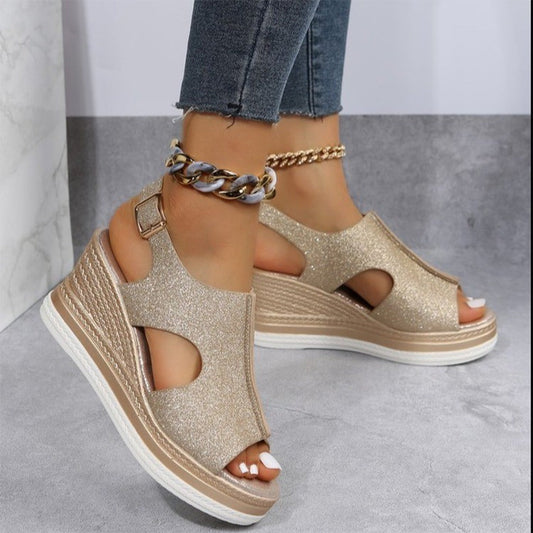 Comfortable Slip On Wedge Sandals - OutfitLondon