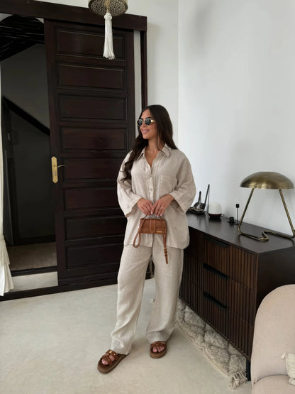Casual Two Piece Shirt and Pants Set - OutfitLondon