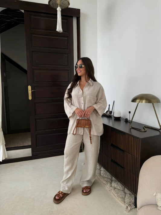 Casual Two Piece Shirt and Pants Set - OutfitLondon