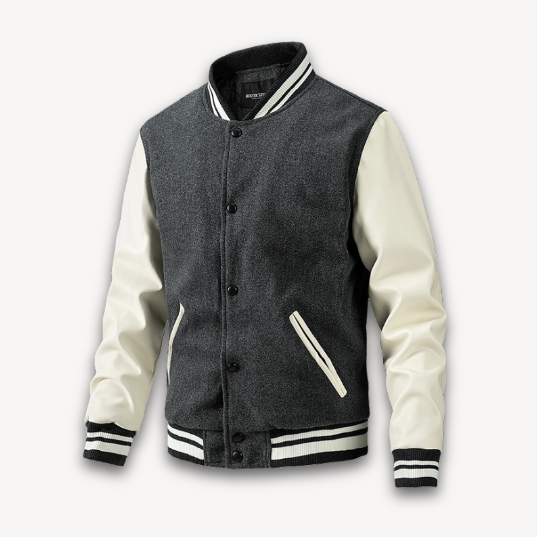 Premium Mens Letterman Jacket with Faux Leather Sleeves