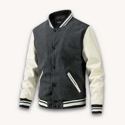 Premium Mens Letterman Jacket with Faux Leather Sleeves
