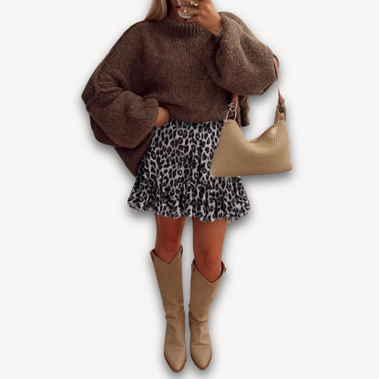 Fashionable Leopard Mini Skirt - Flirty Ruffled Party Dress