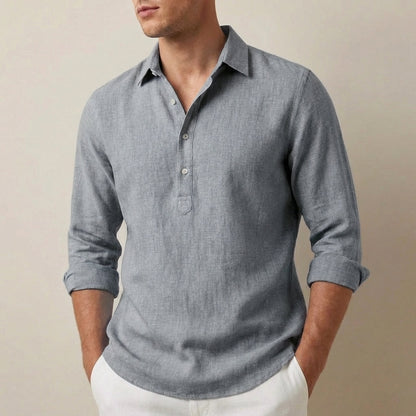 Casual Fit Henley Collar Shirt - OutfitLondon