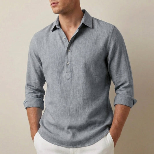 Casual Fit Henley Collar Shirt - OutfitLondon