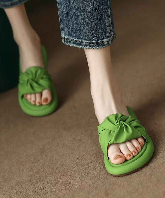 Women's Faux Leather Sandals Cushioned Insole Green - OutfitLondon