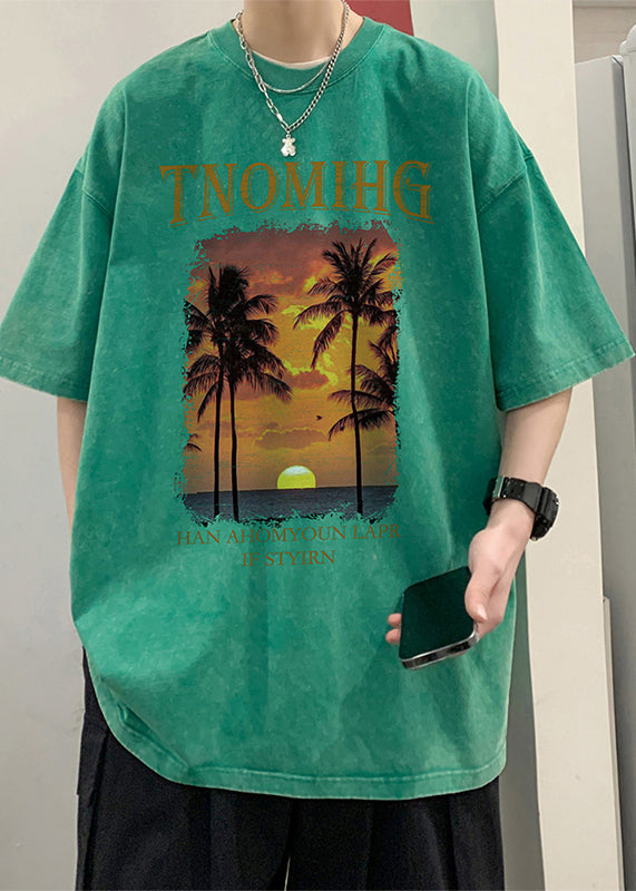 Men's Short Sleeve Cotton T Shirt Graphic Crew Neck Comfortable - OutfitLondon