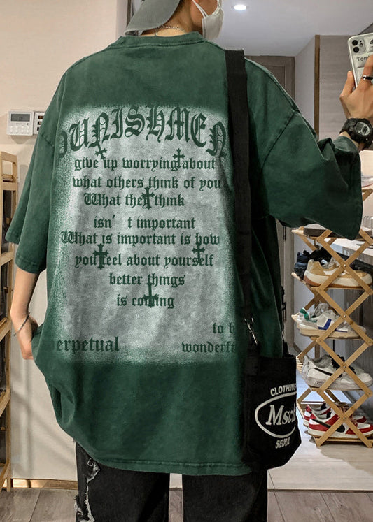 Men's Oversized Cotton T Shirt Green Breathable - OutfitLondon