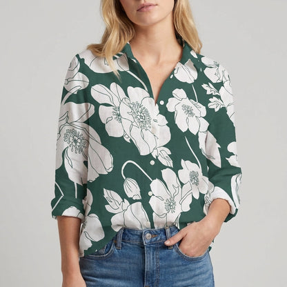 Casual Fit Floral Blouse with Long Sleeves
