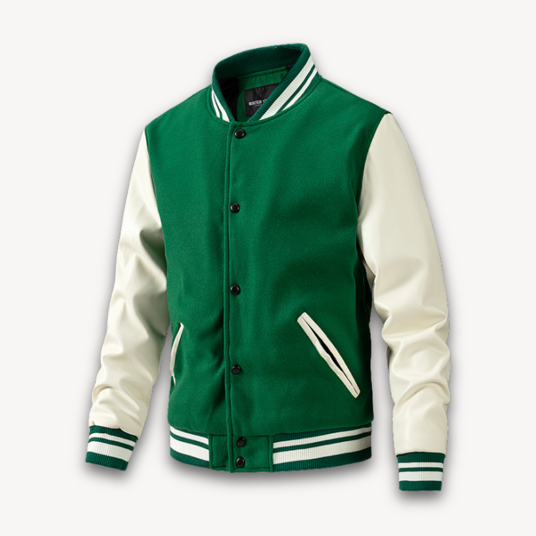 Premium Mens Letterman Jacket with Faux Leather Sleeves