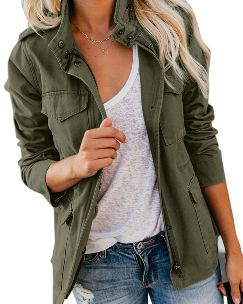 Stylish Women's Cotton Mid Length Coat - OutfitLondon
