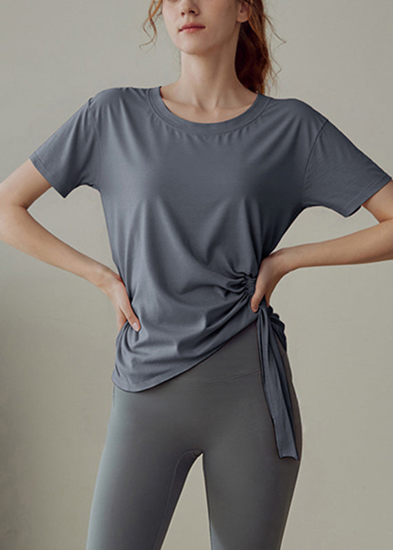 Unisex Grey Eco Cotton Yoga T Shirt Loose Fit Breathable - OutfitLondon