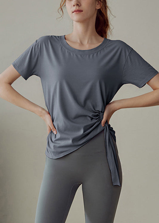 Unisex Grey Eco Cotton Yoga T Shirt Loose Fit Breathable - OutfitLondon