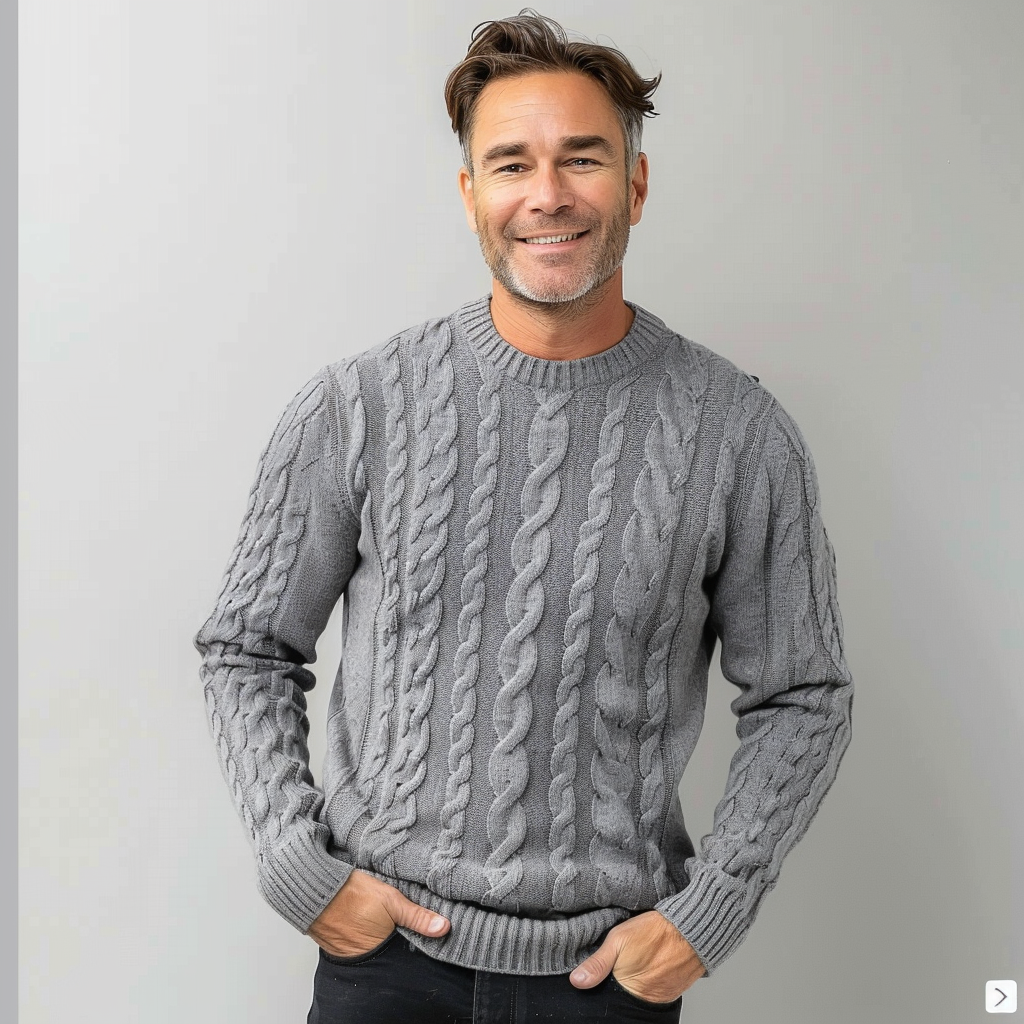 Cozy Mens Classic Knit Crew Sweater - OutfitLondon