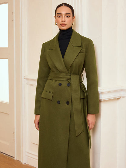 Women's Classic Tailored Long Double Breasted Coat
