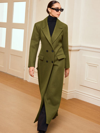 Women's Classic Tailored Long Double Breasted Coat