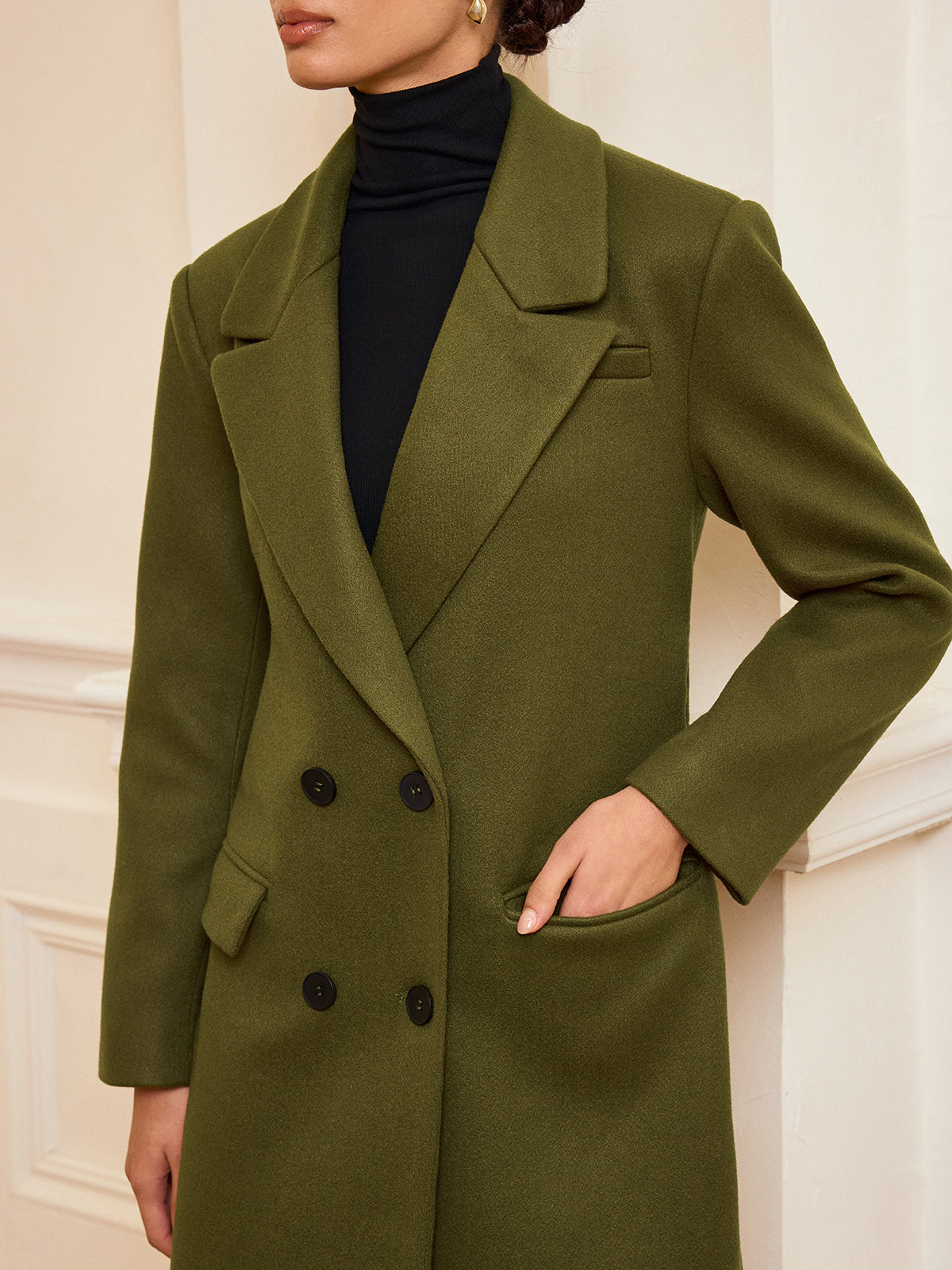 Women's Classic Tailored Long Double Breasted Coat