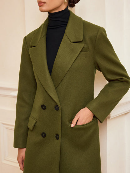 Women's Classic Tailored Long Double Breasted Coat