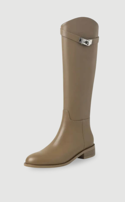 Women's Leather Riding Boots Elegant Brown