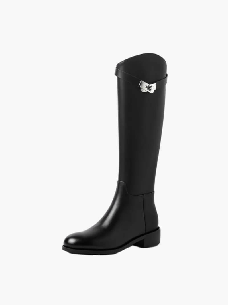Women's Leather Riding Boots Elegant Brown