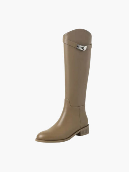 Women's Leather Riding Boots Elegant Brown