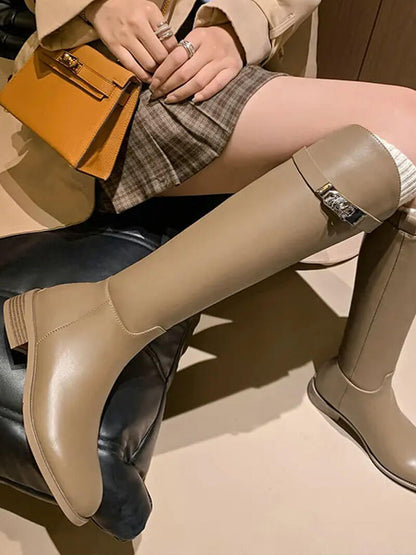 Women's Leather Riding Boots Elegant Brown