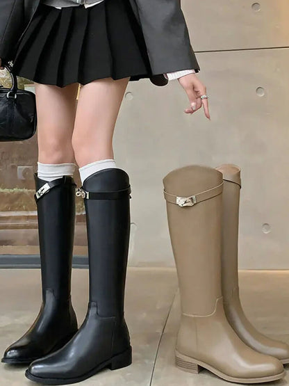Women's Leather Riding Boots Elegant Brown