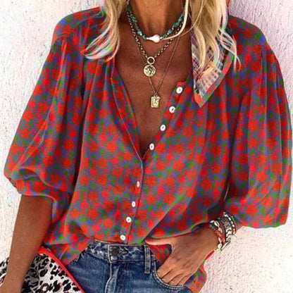 Chic Floral Ruffle Sleeve Women's Blouse Top - OutfitLondon