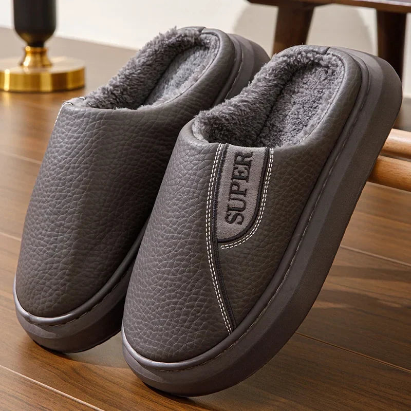 Comfortable Mens Cozy Fleece Lined House Slippers - OutfitLondon