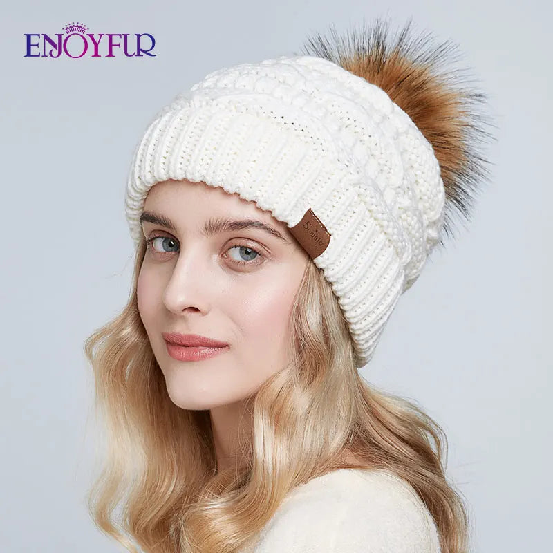 Warm Plush Fur Winter Beanie Hat