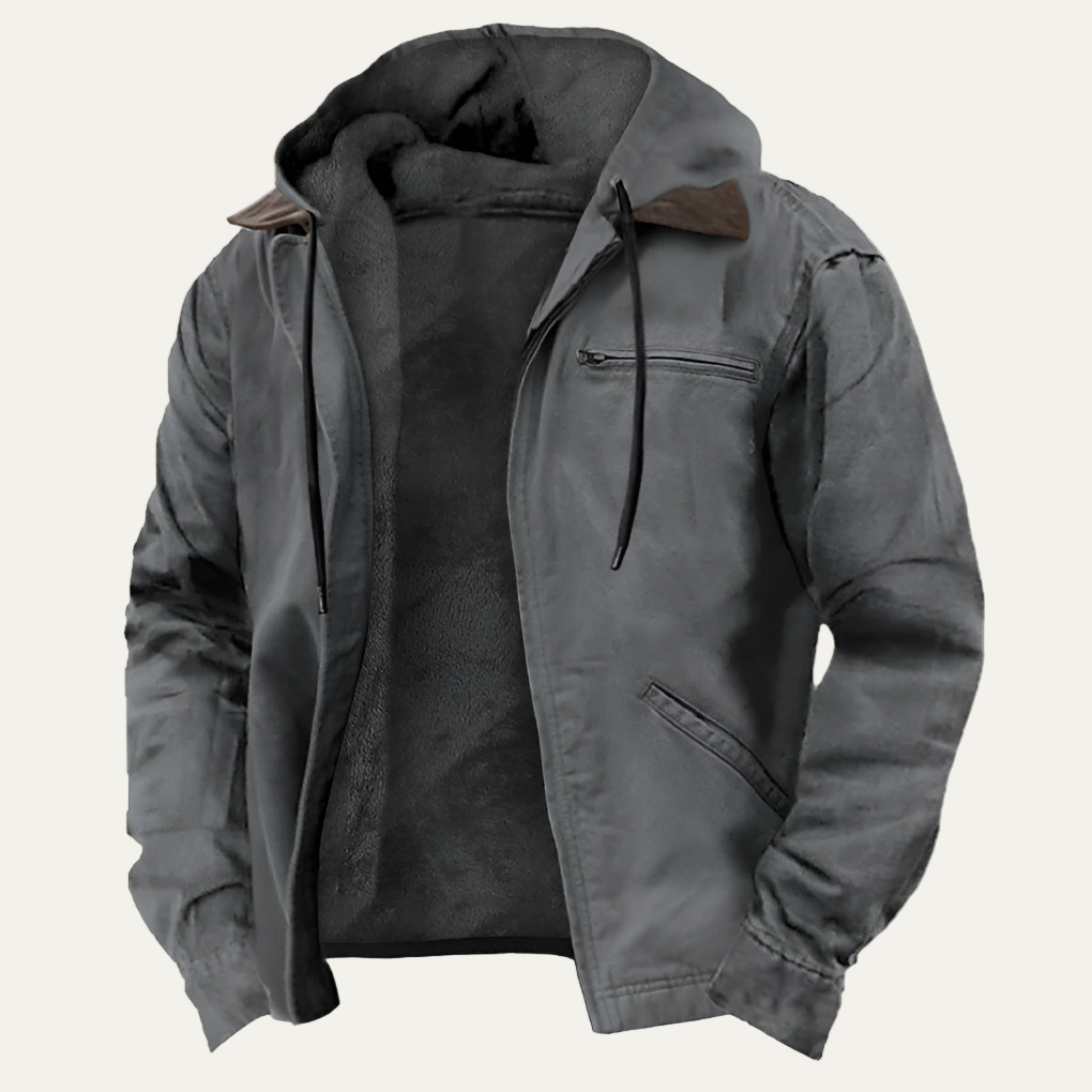 Warm Men's Hoodie Zip Up Coat