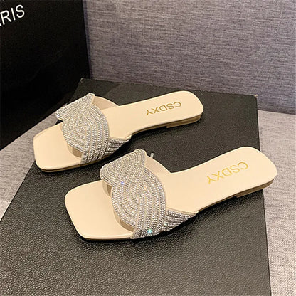 Shiny Women's Glittery Wide Fit Sandals - OutfitLondon