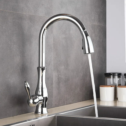 Premium Brushed Gold Kitchen Faucet With Pull Out Spray