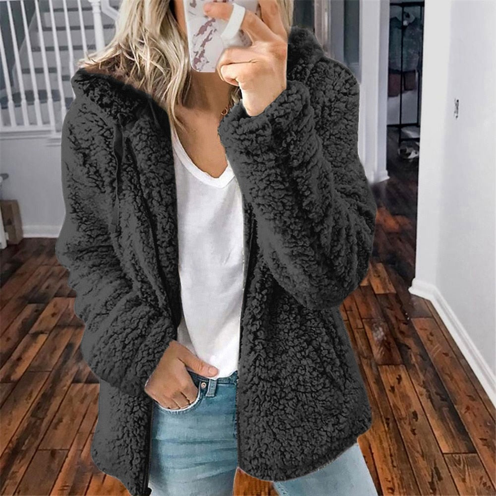 Cozy Fleece Hooded Jacket for Women