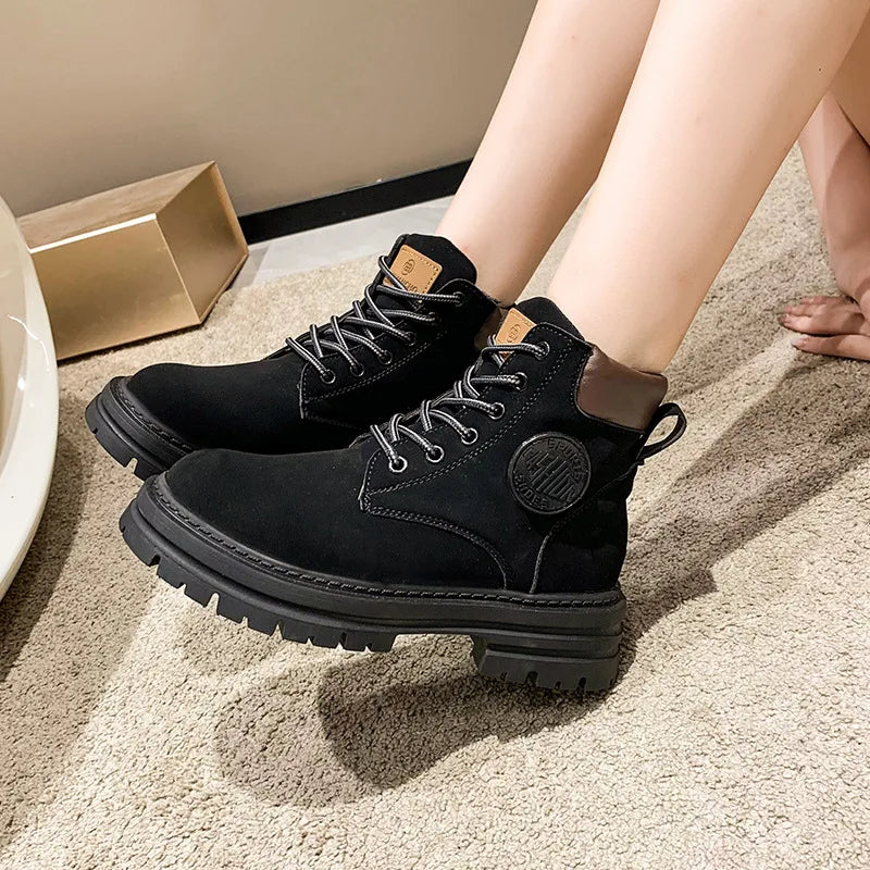 Women's Elegant Low Heel Lace Up Ankle Boots