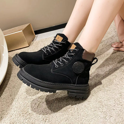Women's Elegant Low Heel Lace Up Ankle Boots