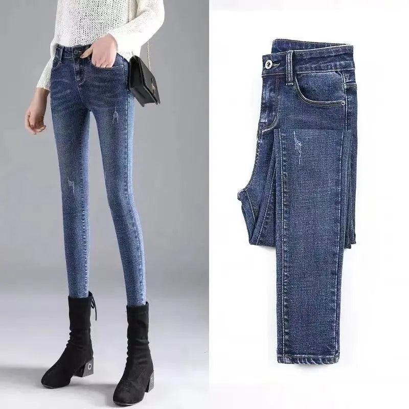 Slimming High Waist Women's Dark Jeans