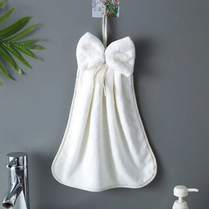 Coral Velvet Towels With Bow Charm