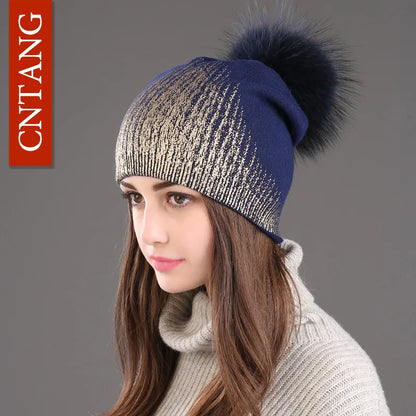 Cozy Beanie Hat with Soft Faux Fur Ball