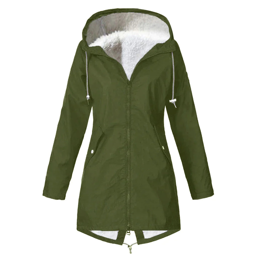 Warm Insulated Ladies Waterproof Coat With Hood