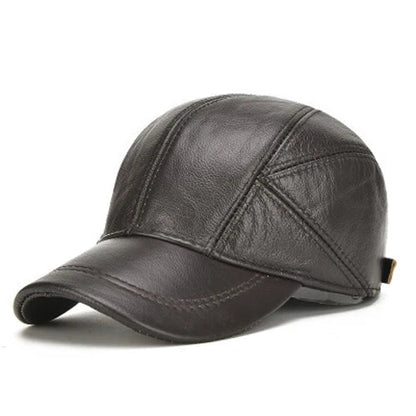 Genuine Leather Baseball Cap – High Quality Faux Fur Beanie