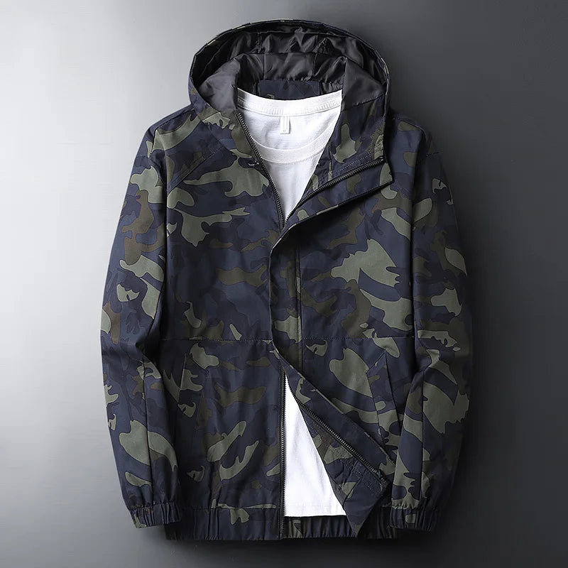 Men's Camouflage Windbreaker Hooded Water Resistant Jacket