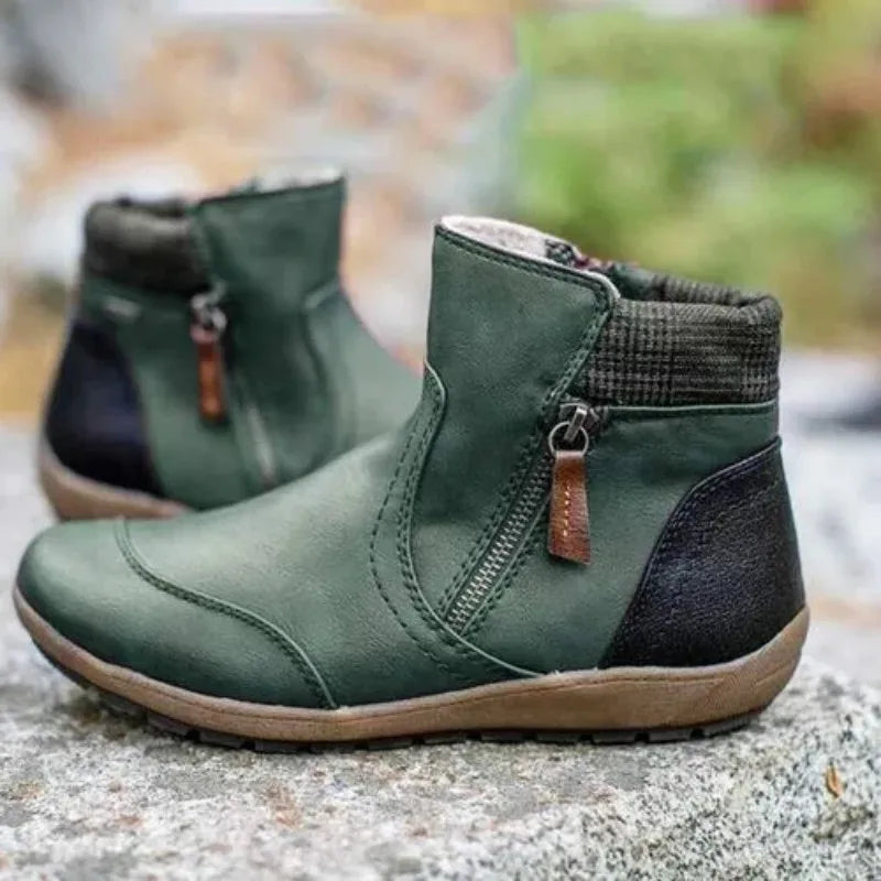 Ladies Low Heel Zip Boots