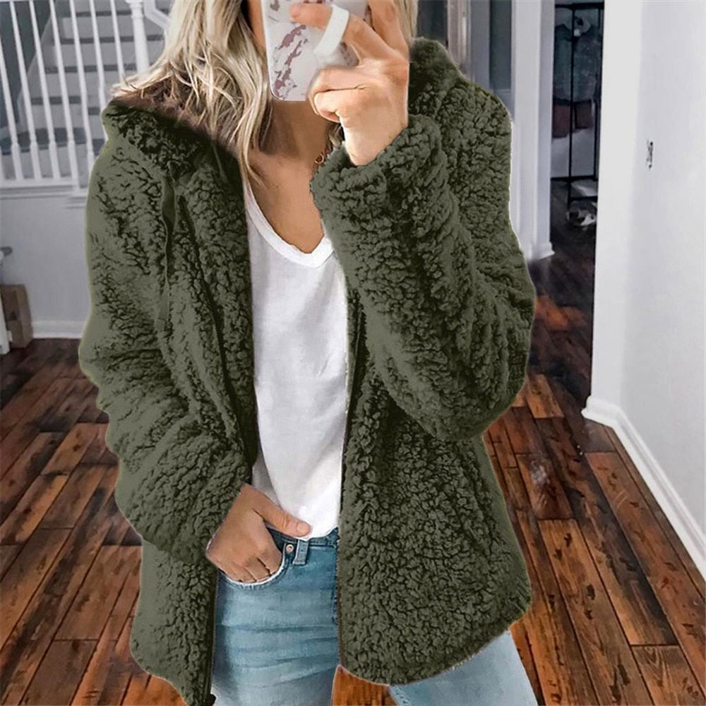 Cozy Fleece Hooded Jacket for Women