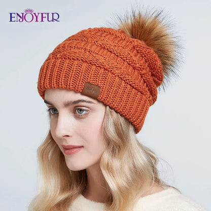 Warm Plush Fur Winter Beanie Hat